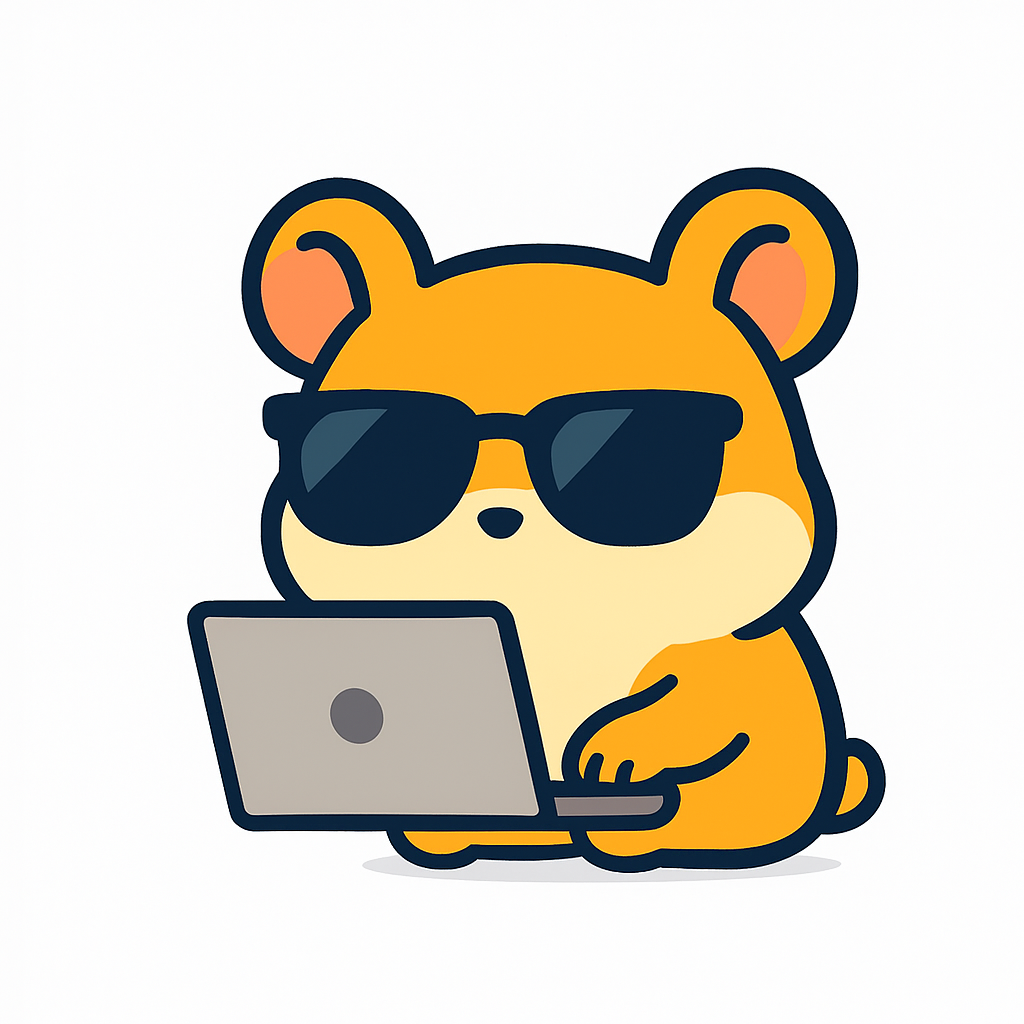 A hamster coding on a laptop